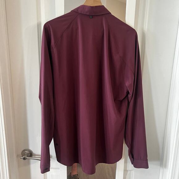 Men’s Lululemon Long Sleeve Button-Up Shirt Size XL – Red Maroon - Picture 4 of 5